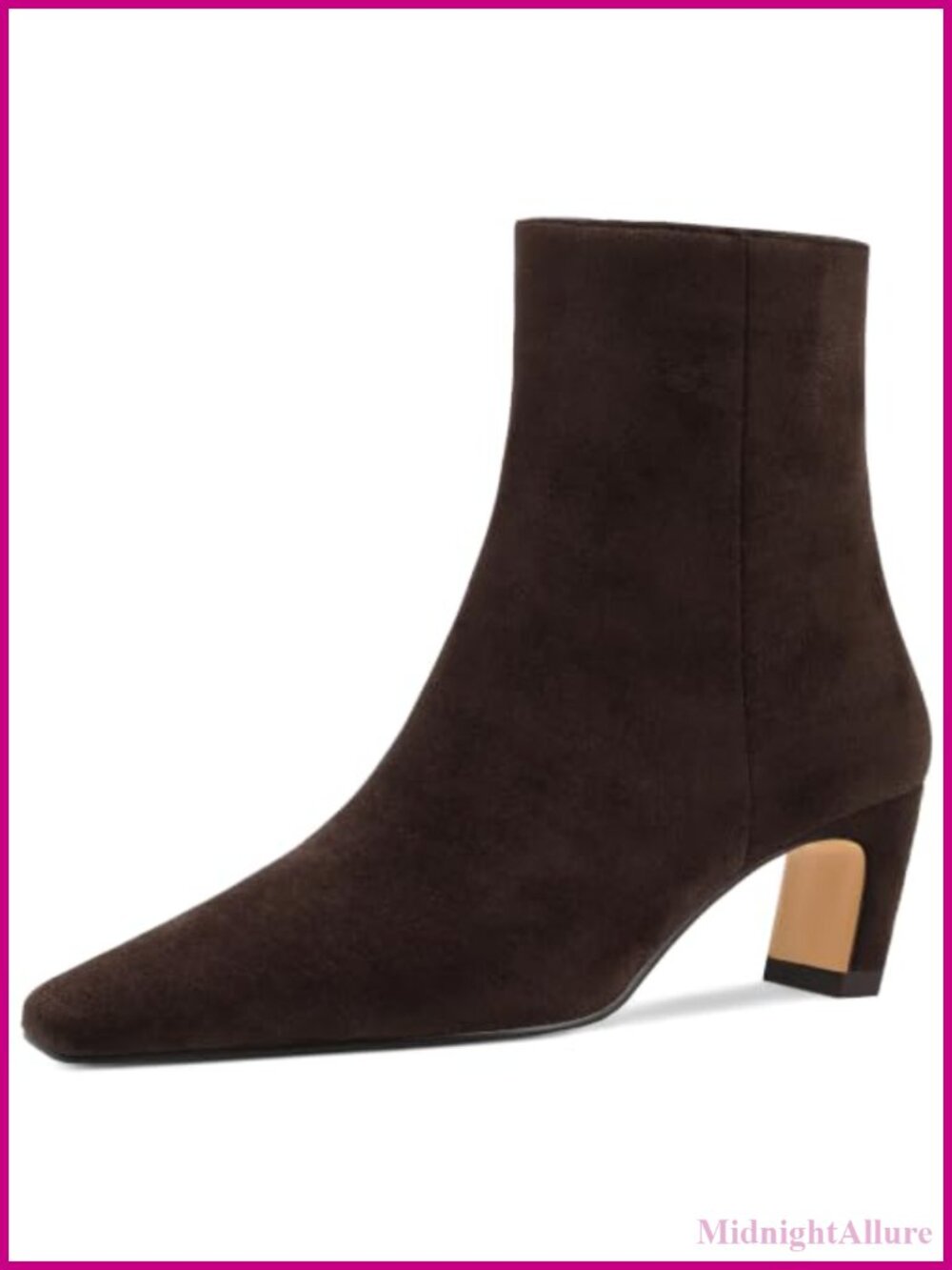 Women Ankle Boots Chunky Low Heel Square Toe Side Zipper Booties